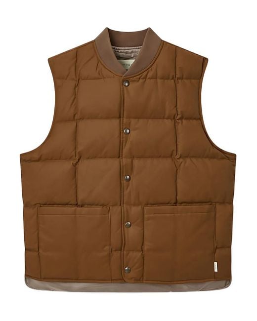 MAN ON THE BOON. Brown Pocket Quilted Vest for men