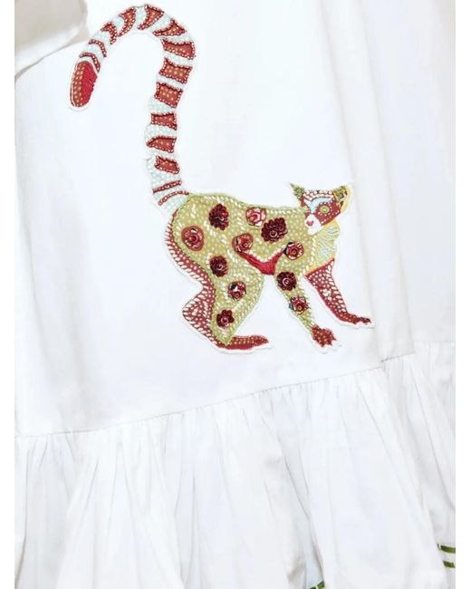 ALÉMAIS White Camelia Embroidered Ruffled Dress