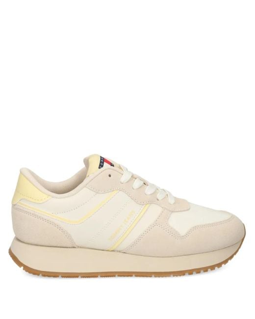 Tommy Hilfiger White Suede-Panelled Running Sneakers