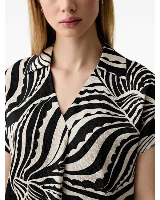 Joseph Ribkoff Black Abstract-Print Short-Sleeve Blouse