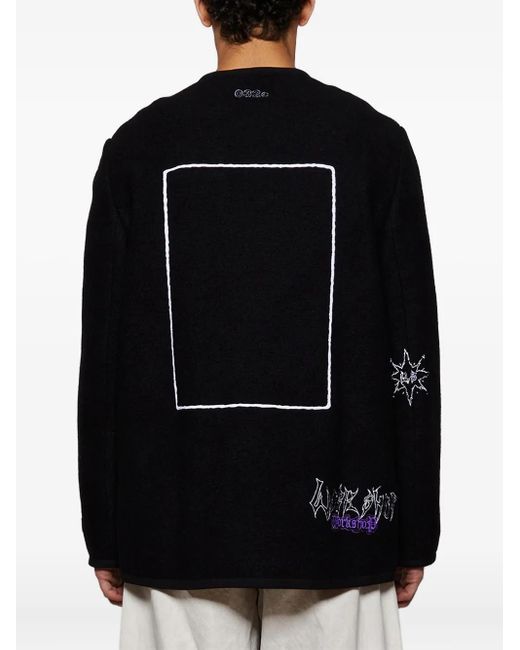 032c Black Ghost Writer Button-Up Embroidered Jacket for men