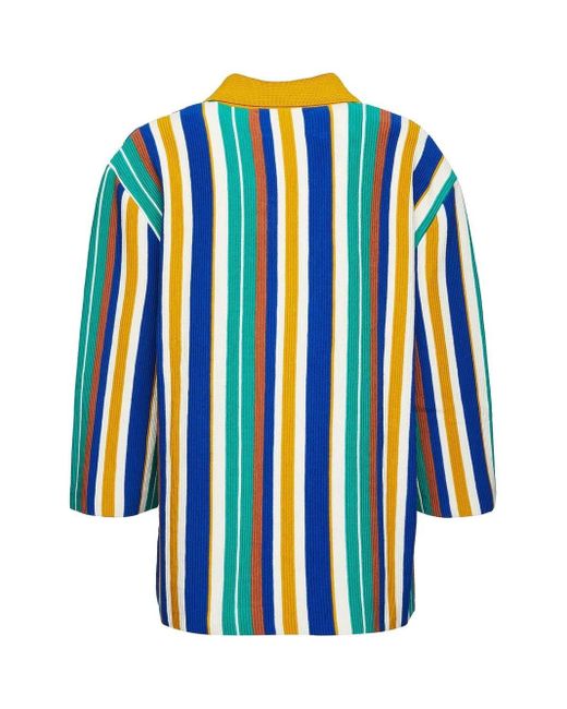 LaDoubleJ Blue Bay Polo Stripe-Pattern Jumper