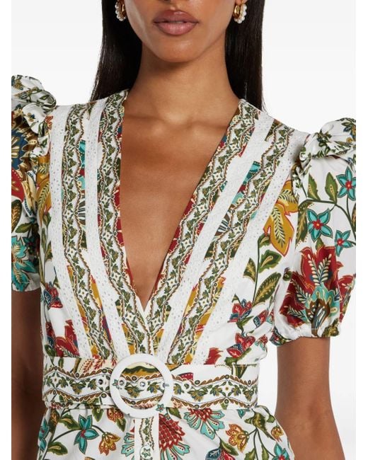 Farm Rio White Botanicals Midi Dress