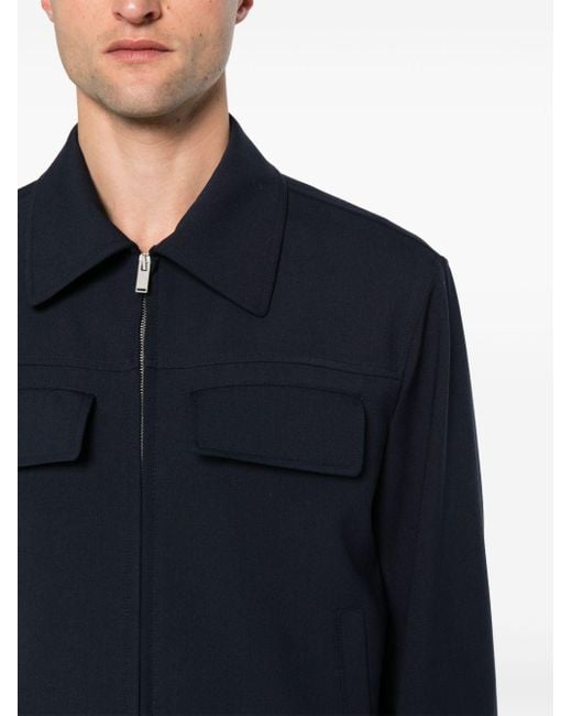 メンズ Lardini ジップアップ シャツジャケット Blue