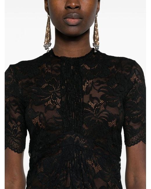 Rabanne Black Floral-lace Maxi Dress