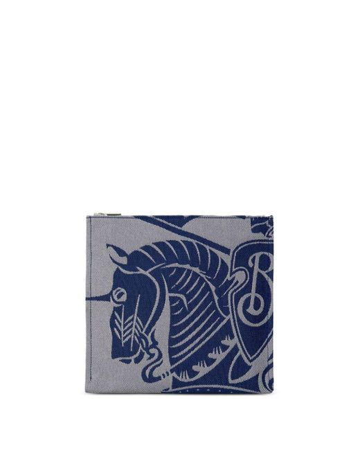 Burberry Blue Logo-print Canvas Clutch Bag for men
