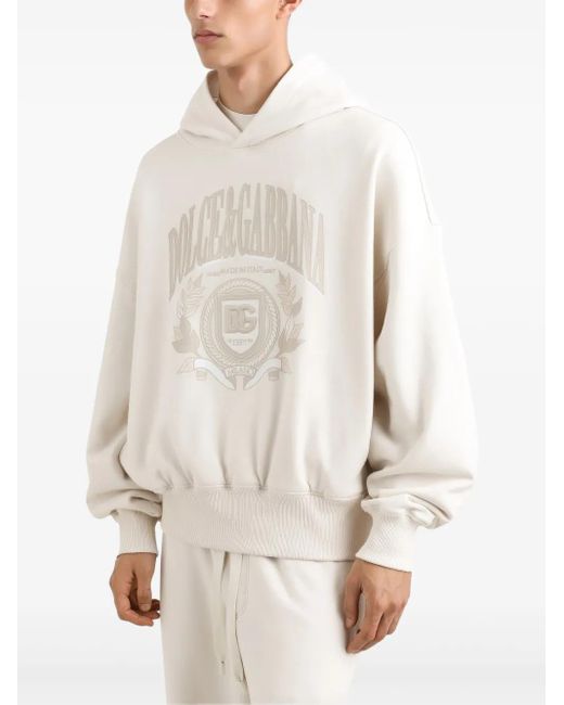 Dolce & Gabbana Natural Dolce&Gabbana Hoodie With Embroidery for men