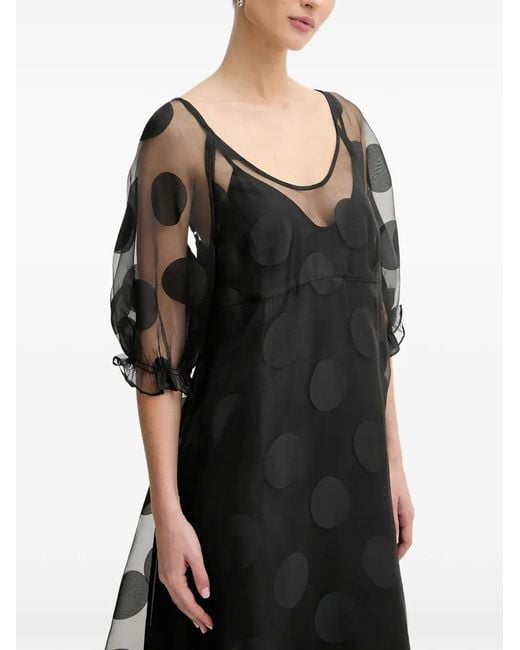 Stine Goya Black Polka-Dot Midi Dress