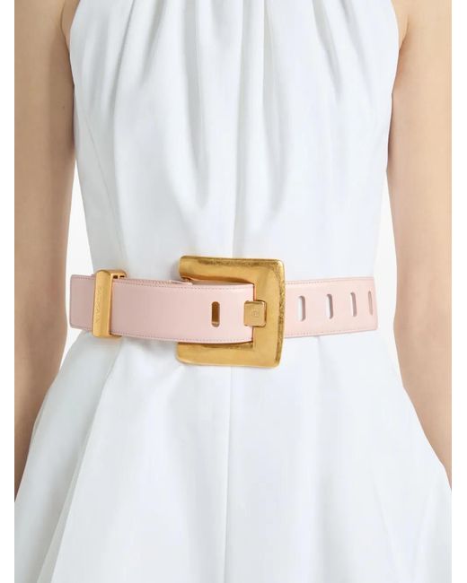 Balmain Pink Anthem Smooth Leather Belt
