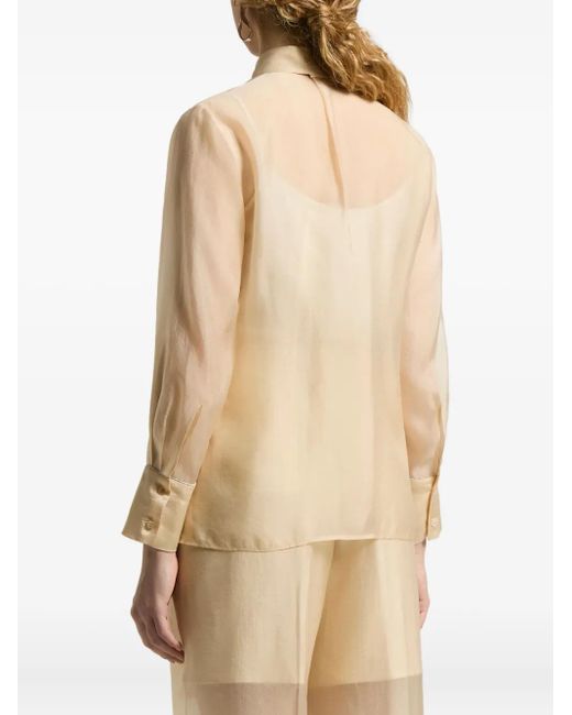 Peserico Natural Sheer-Panel Collared Shirt