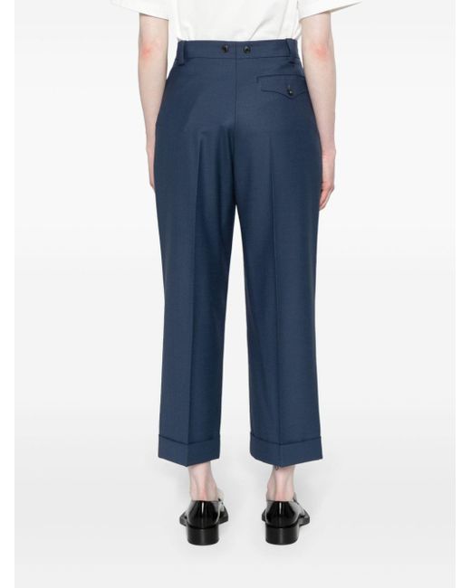 Victoria Beckham Blue Cropped Tailored Trousers