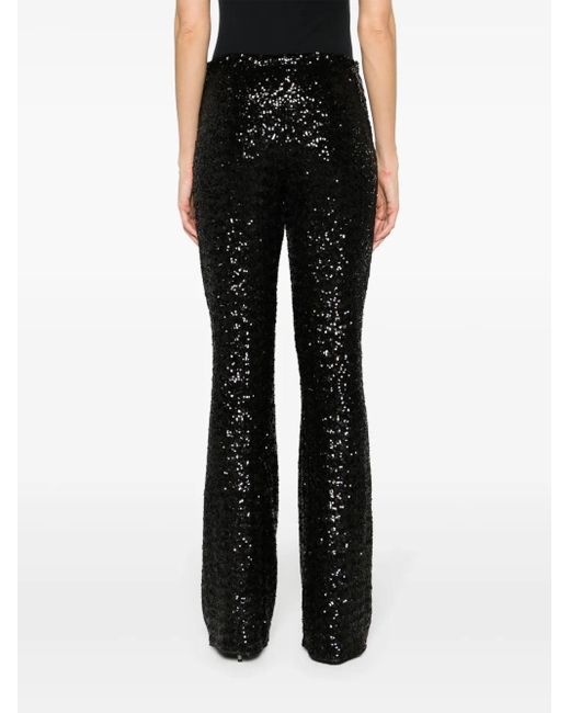 Oseree Black Wide-Leg Trousers Embellished With Sequins