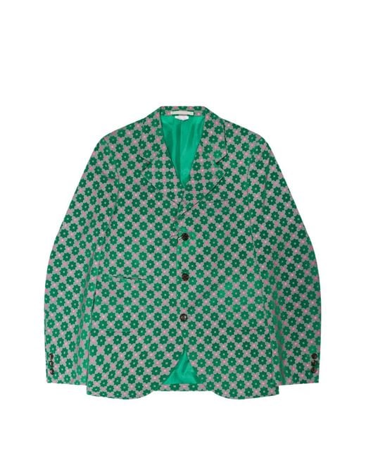 Comme des Garçons Green Floral-Print Three-Button Blazer for men