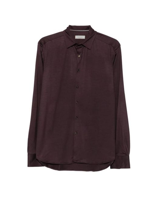 Canali Purple Button-Fastening Long-Sleeve Shirt for men
