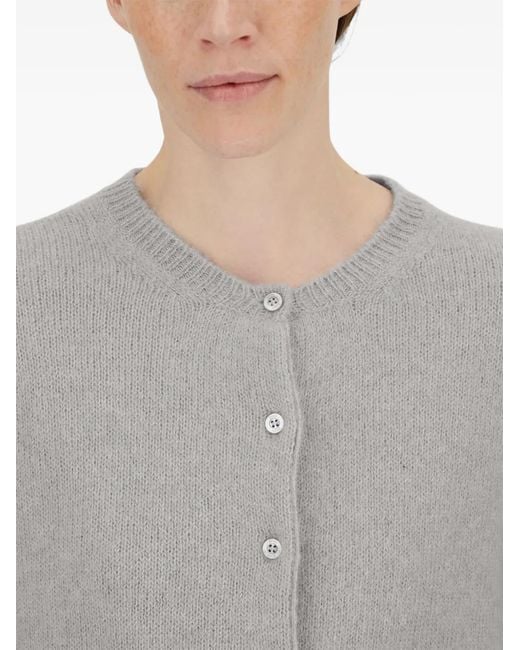 Herno Gray Crew-Neck Long-Sleeve Cardigan
