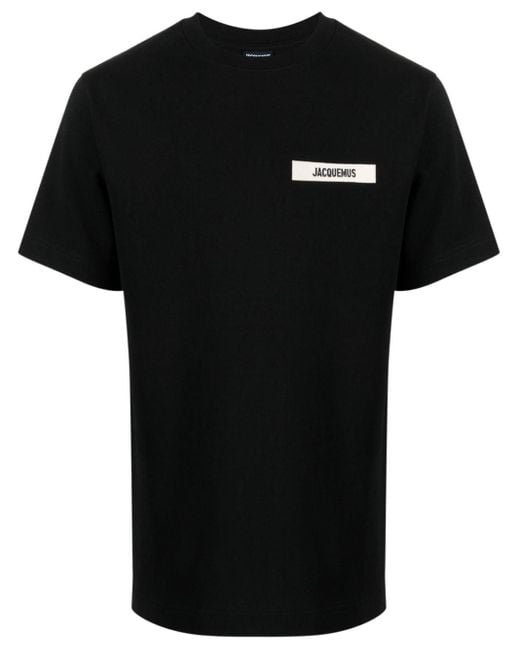 Jacquemus T-Shirt aus Baumwoll-Jersey mit Ripsband und Logostickerei in Black für Herren