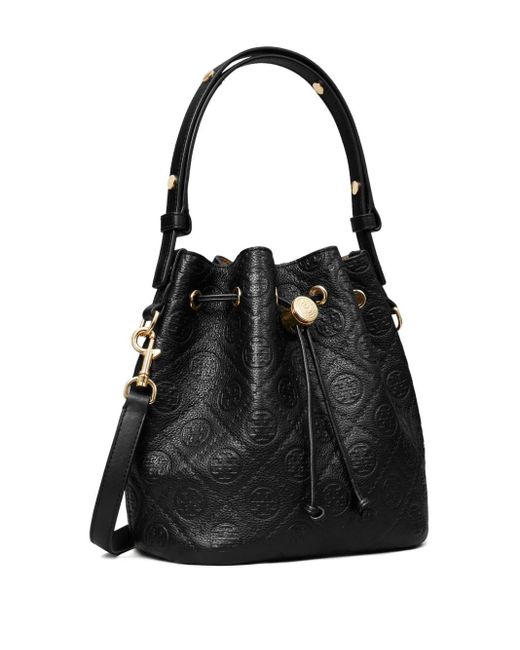 Borsa A Secchiello T-Monogram di Tory Burch in Black