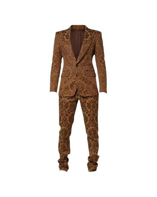 Dolce & Gabbana Brown Sicilia Floral-Jacquard Suit for men