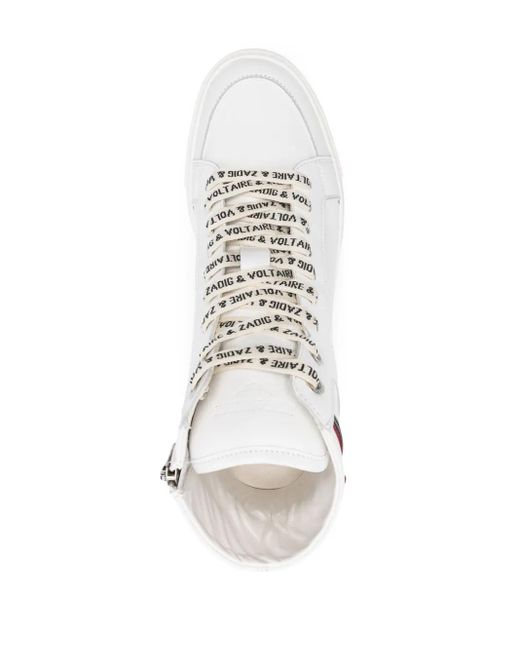 Zadig & Voltaire White High Flash Logo-embossed Leather High-top Trainers