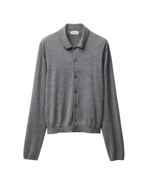 Versace Gray Embroidered Wool Knit Cardigan for men