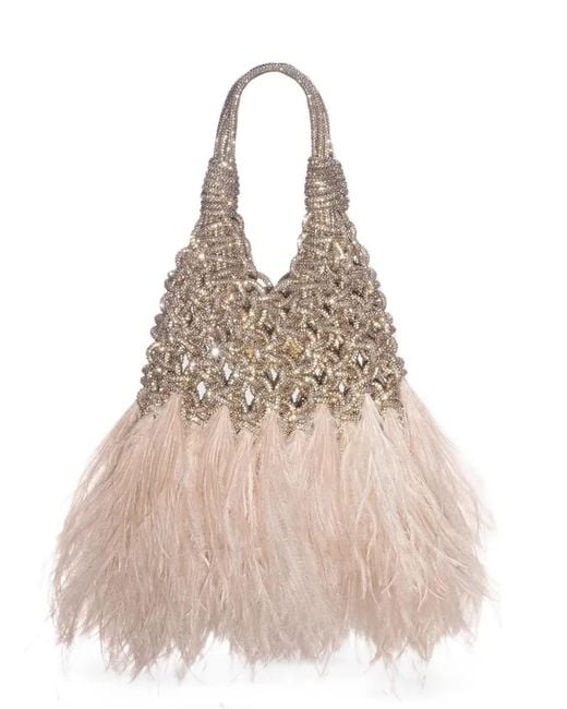 HIBOURAMA Natural Mini Vannifique Plumes Shoulder Bag