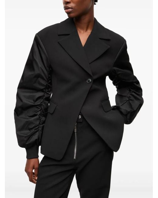 Ganni Black Blazer With Contrasting-Fabric Sleeves