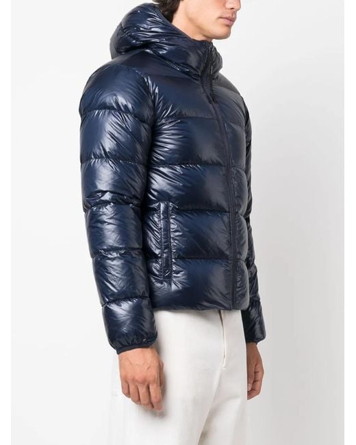 Aspesi Blue Padded Feather-Down Hooded Jacket for men