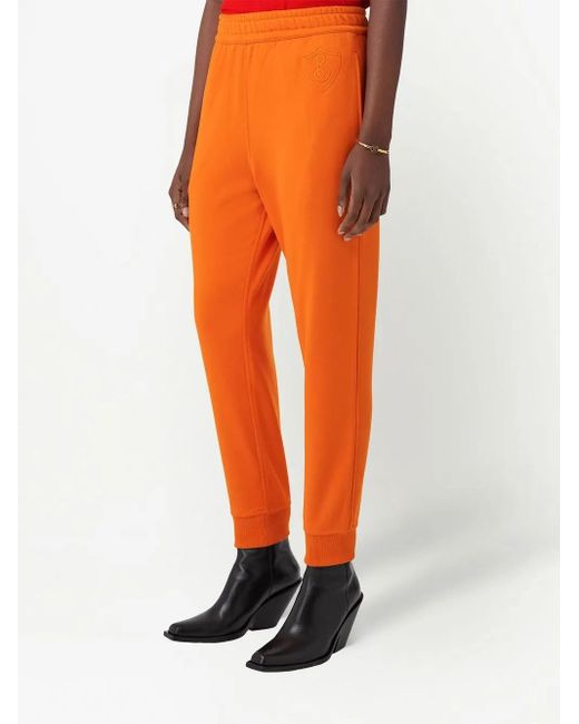 Burberry Orange Pantalon De Jogging À Patch Logo