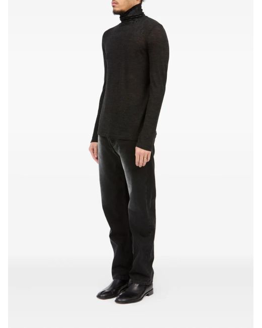 MM6 by Maison Margiela Black High Neck Tailored Knit Sweater for men