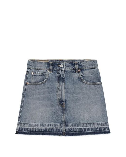 Fortela Blue Minijupe En Jean À Bords Francs