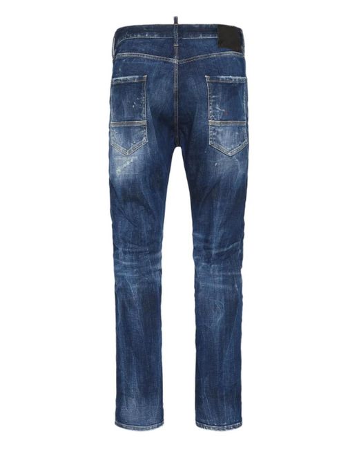 DSquared² Blue Ripped Washed Jeans for men