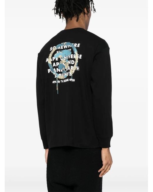 Aape By A Bathing Ape Black Moonface Logo T-Shirt for men