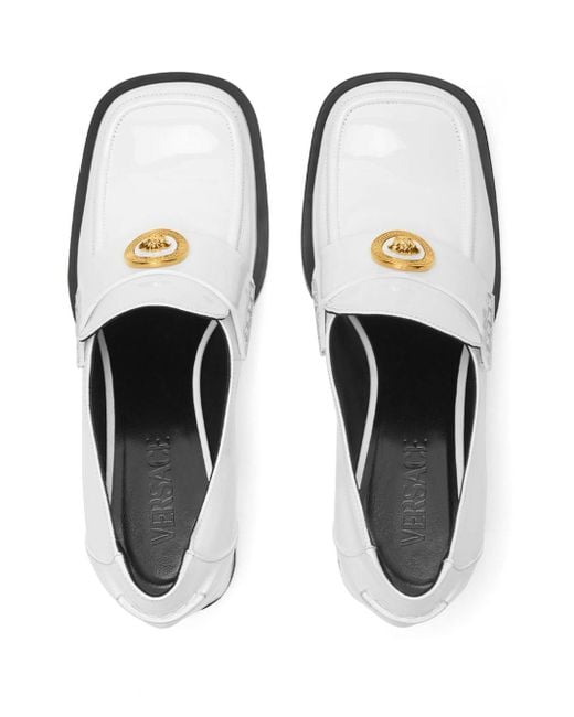Versace White Alia Leather Loafers