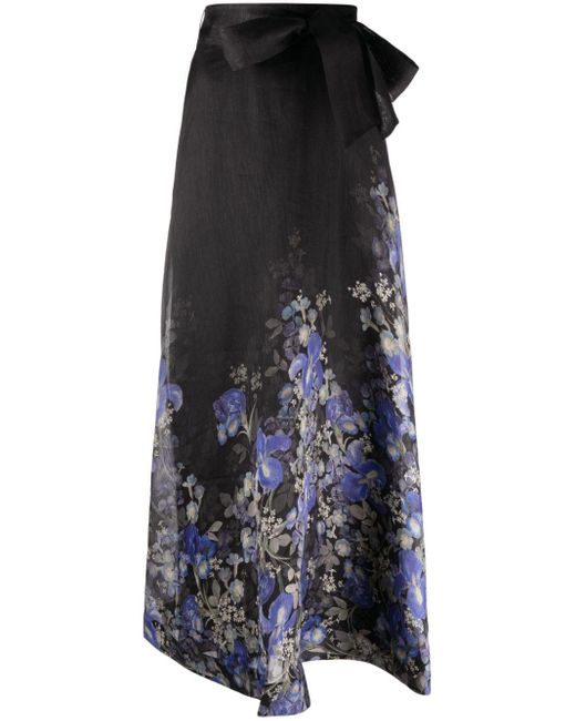 Zimmermann Black Lyrical Floral-print Maxi Skirt