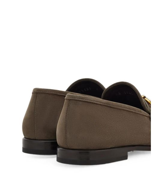 Ferragamo Gray Gancini Ornament Moccasins for men