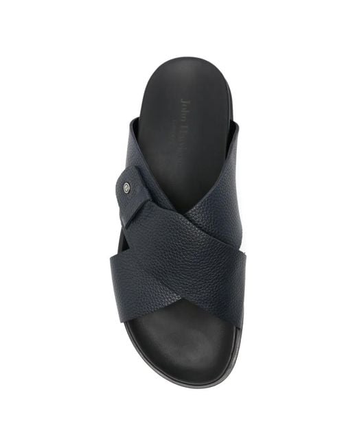 JOHN HARRISON Black Crossover-Strap Leather Sandals for men