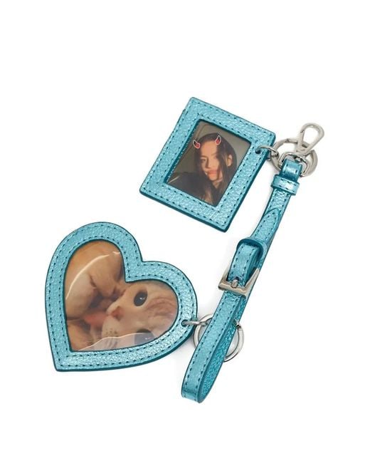 Pepa Salazar Blue Metallic-Effect Heart-Shape Bag Charm