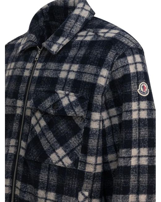 メンズ Moncler チェック シャツジャケット Black
