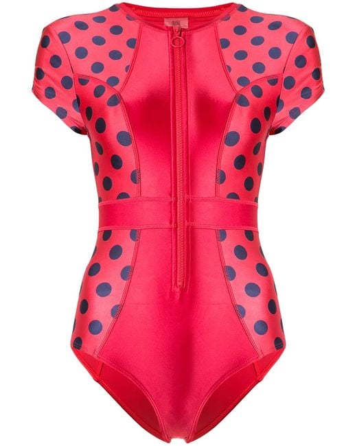 Duskii Red Cerise Short Cap Sleeve Swimsuit