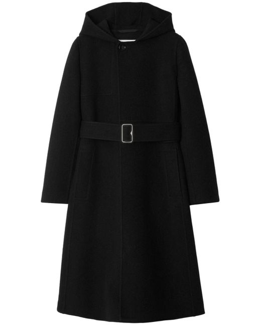 Burberry Black Hooded Wool-cashmere Coat