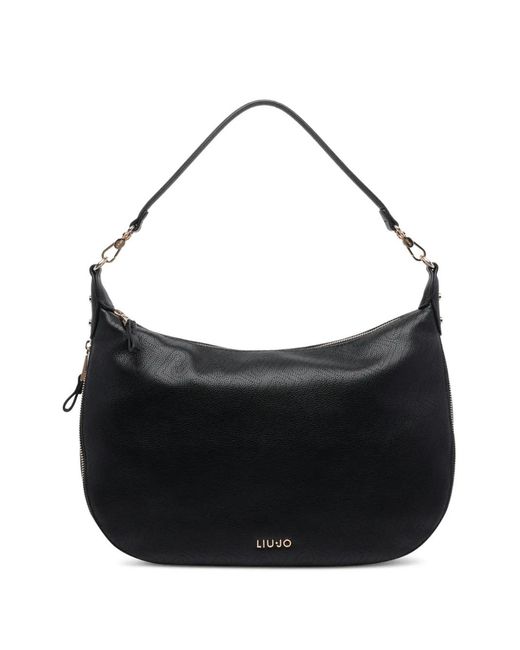 Liu Jo Black Logo Zip Shoulder Bag