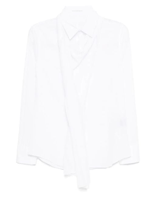 Yohji Yamamoto White Scarf-Detail Shirt