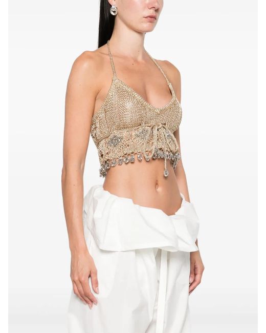 Rabanne Natural Halterneck Embellished Top
