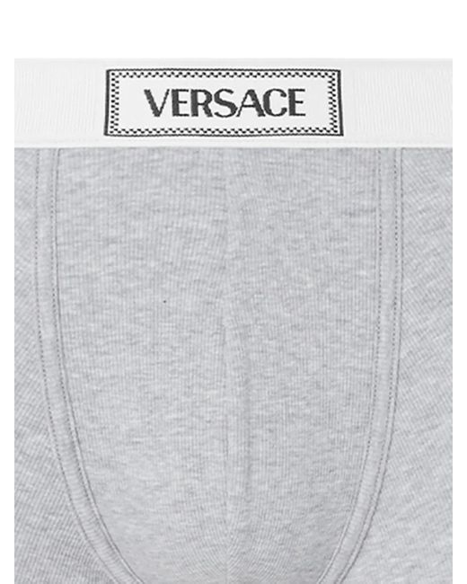 Versace White Cotton Ribbed Trunks for men