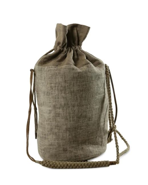 Ziggy Chen Gray Drawstring Braided-Strap Backpack