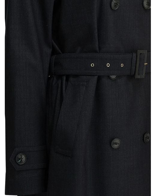 Herno Black Double-Breasted Belted Coat