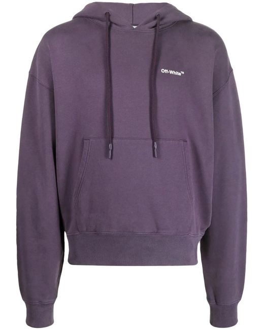 Off-White c/o Virgil Abloh Purple Graphic Print Cotton Hoodie for men
