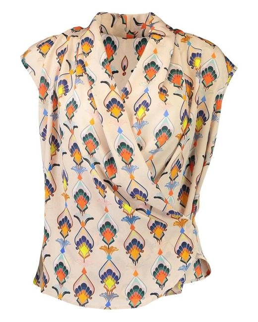 Maison Common White Printed Silk Blouse