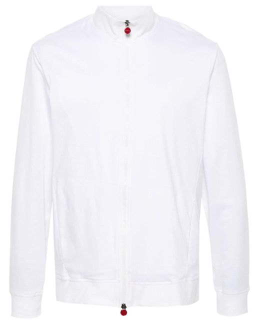 Kiton Zip-up Cotton Sweatshirt in het White voor heren