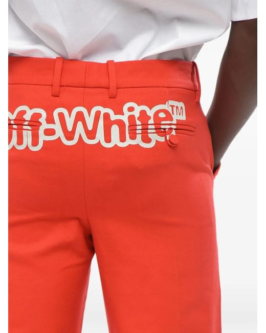 Off-White c/o Virgil Abloh Red Logo-Print Bootcut Trousers for men
